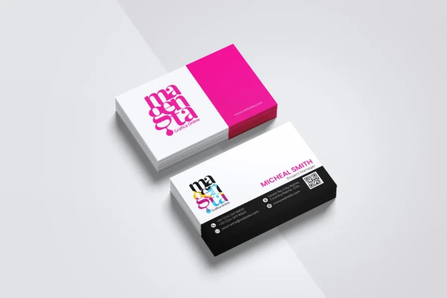 Cartões de Visita com design Gráfica Magenta